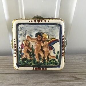 Vintage Angel Trinket Box Porcelain Keepsake Italian Cherubs Italy Capodimonte